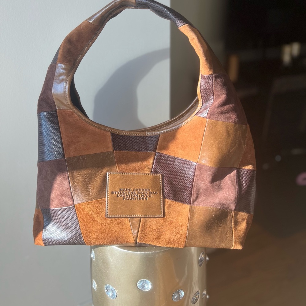 MARC JACOBS The Suede Patchwork Sack Bag – Brown Multi | NWT - Picture 3 of 6